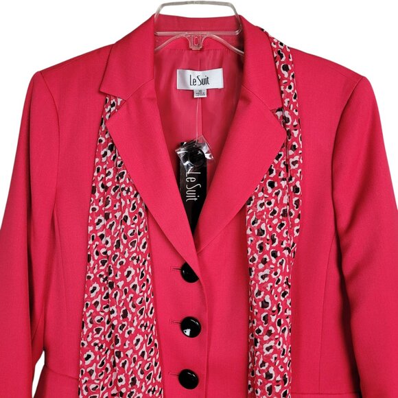 Le Suit Jacket Skirt Suit Womens 10 Pink Black 2PC Business Casual Career Office - Picture 5 of 16